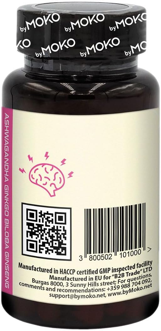 AdaptoKNOW Suplemento cerebral para memoria, concentración y concentración  Ashwagandha Ginkgo Biloba Siberian Ginseng Siberiano Nootropics