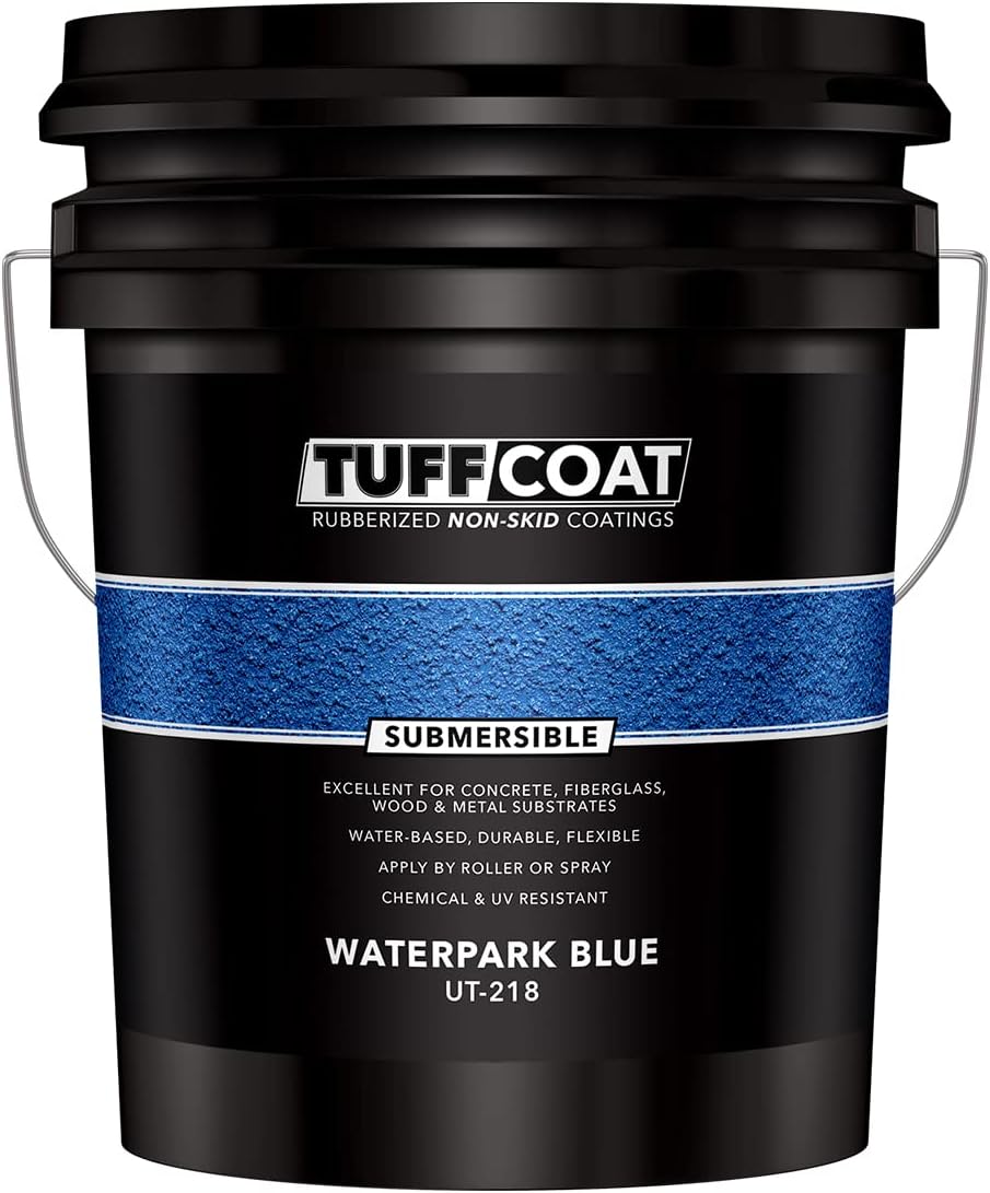 Tuff Coat UT-218 Waterpark Blue – 5 galones sumergible, a base de agua, revestimiento antideslizante de goma