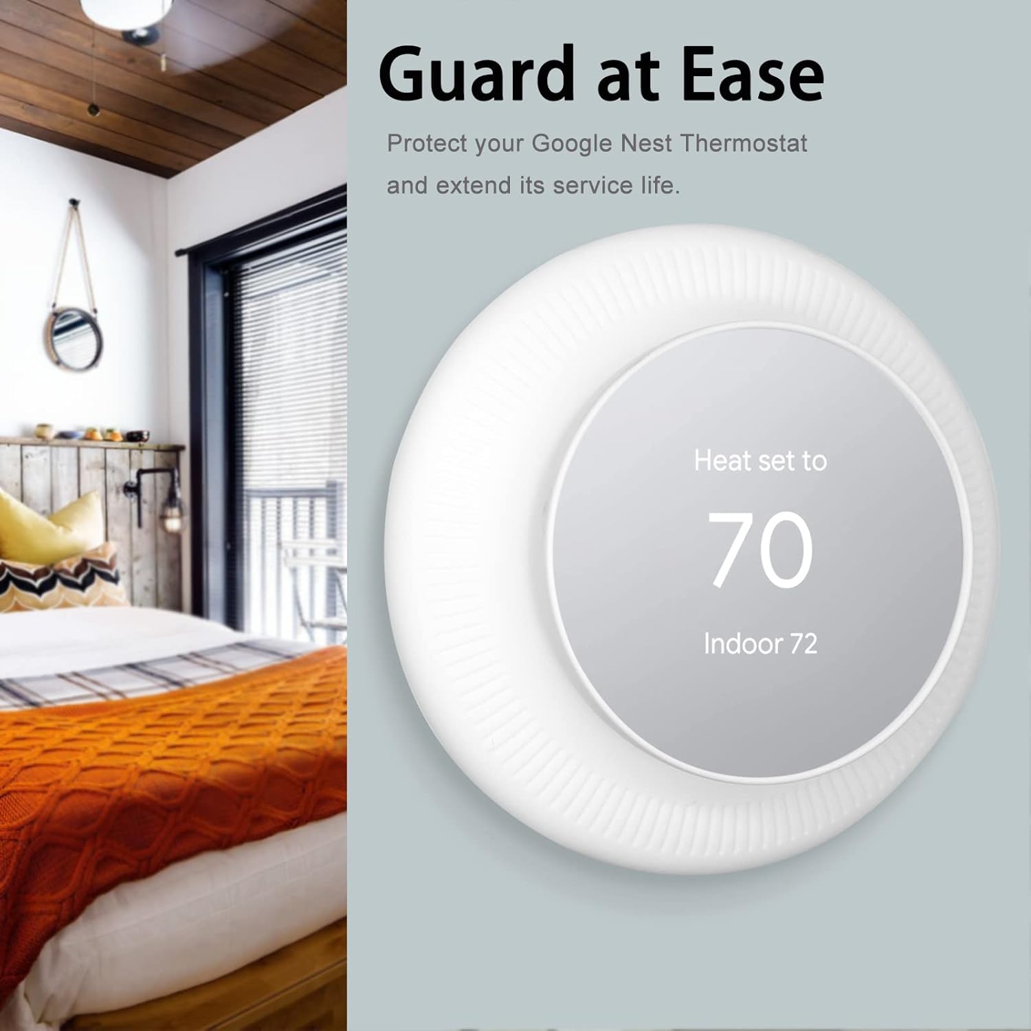 Miimall Compatible con el kit de ajuste de termostato Google Nest, cubierta de placa de pared de termostato de silicona para huellas dactilares,
