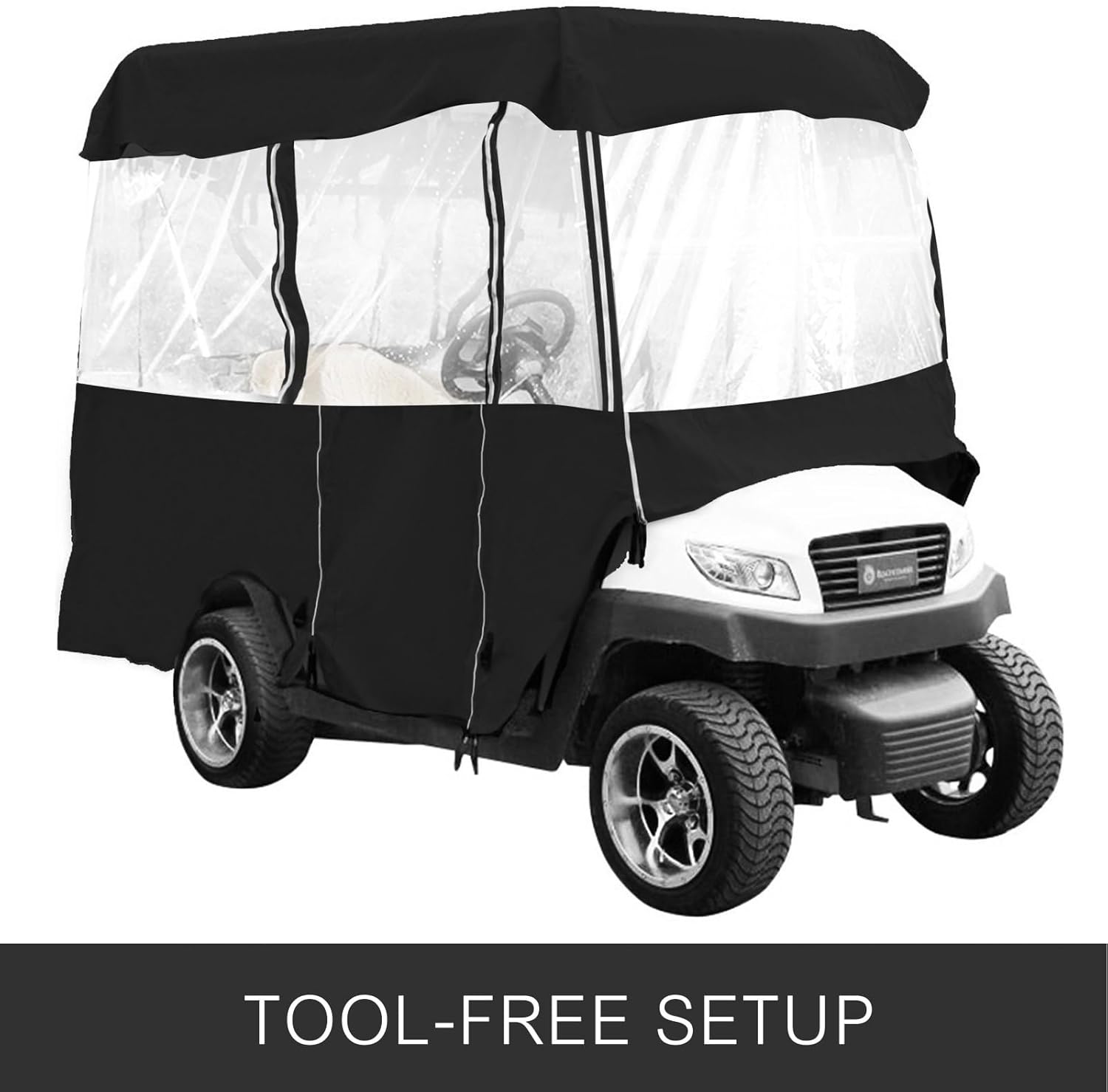 Waterproof 4-Person Golf Cart Enclosure with Transparent Windows, Fits EZGO, Club Car, Yamaha Cart – Deluxe Fairway Cover
