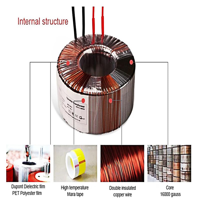 ATO Transformador toroidal reductor 200VA, Transformador toroidal estable monofásico, 220V CA a 110V, Transformadores toroidales de potencia, para