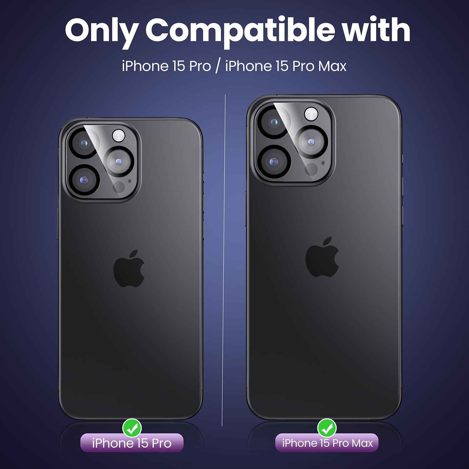 Protector de lente de cámara para iPhone 15 Pro MaxiPhone 15 Pro, modo de disparo nocturno compatible con fundas resistente a los arañazos Protector