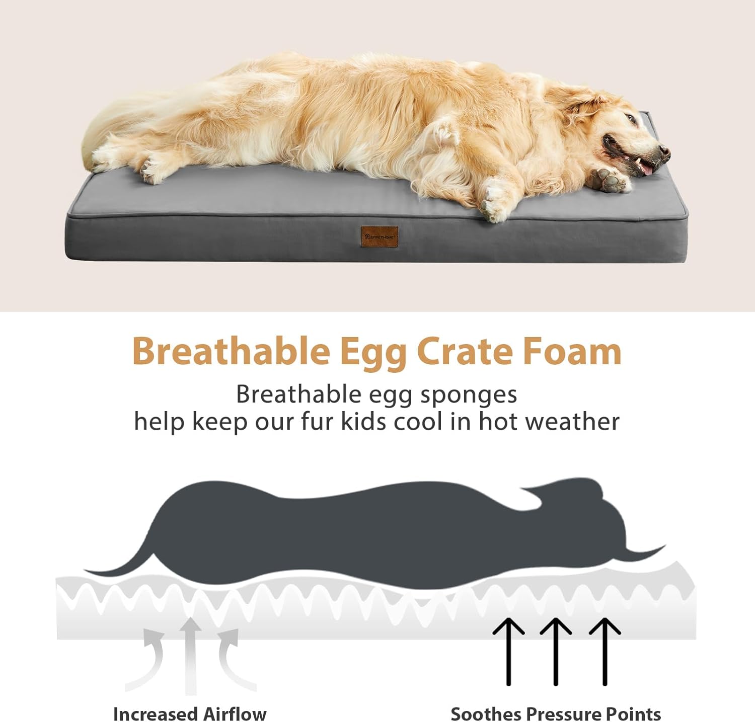 BFPETHOME Camas para perros grandes al aire libre, cama impermeable para perros medianos, grandes y extragrandes, cama ortopédica para perros con