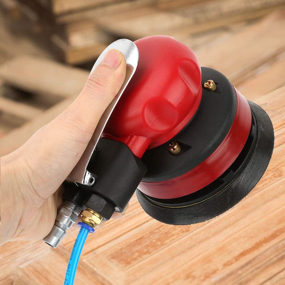 Jadpes – Lijadora neumática de 5 pulgadas y 10000 rpm, lijadora orbital aleatoria de aire profesional de doble acción con kit de máquina de pulir de