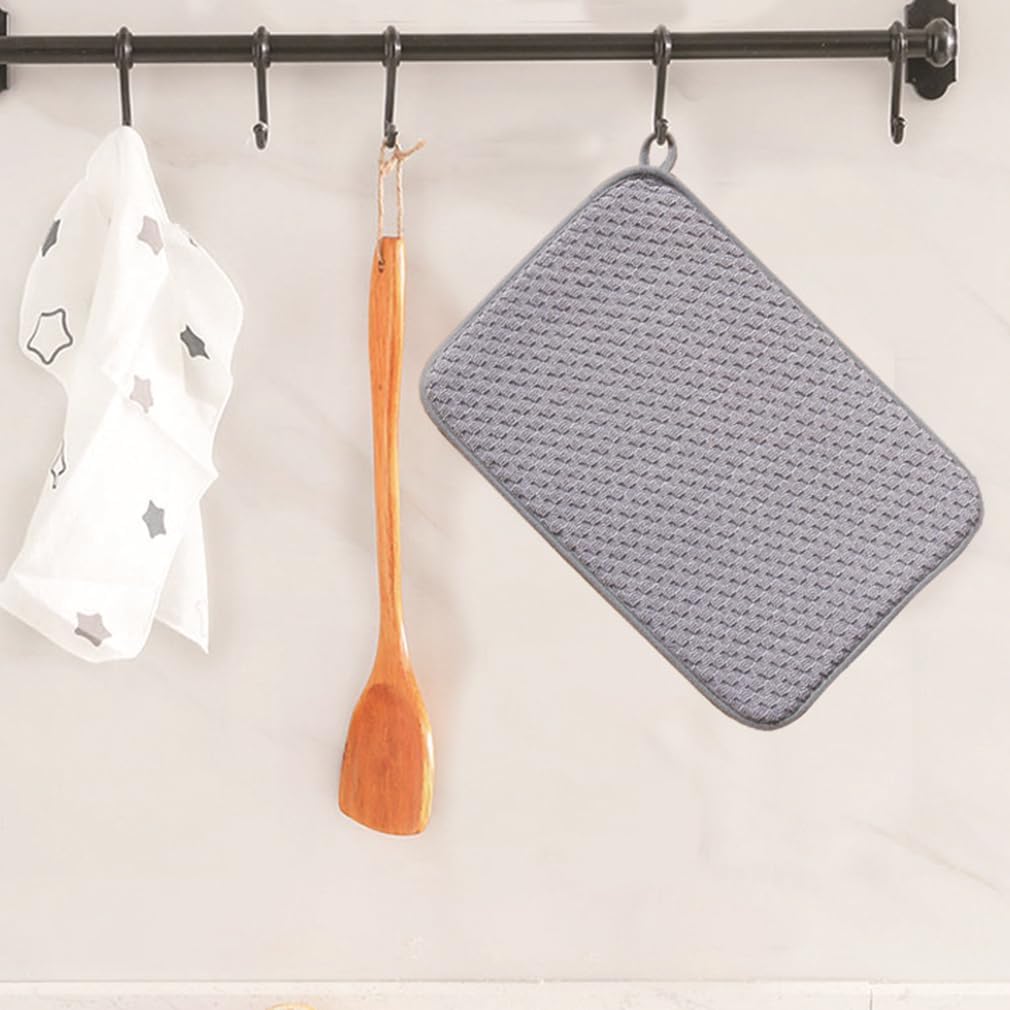 Paquete de 2 tapetes de secado de platos para encimera de cocina, tapetes grandes de microfibra absorbente de 19 x 15 pulgadas, almohadillas