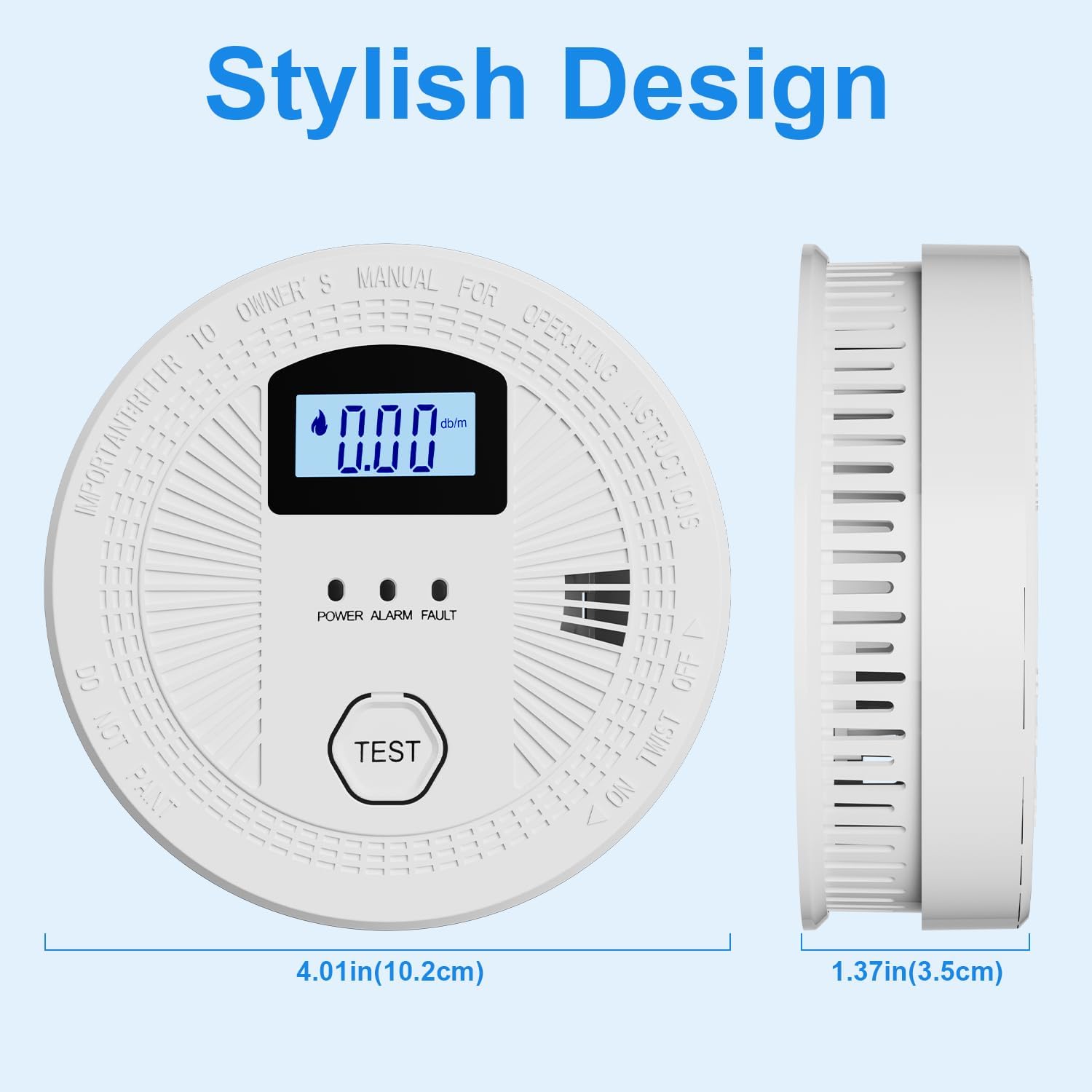 Combinación de monóxido de carbono y alarma de humo con pantalla digital, detectores de humo y monóxido de carbono a pilas, paquete de 1