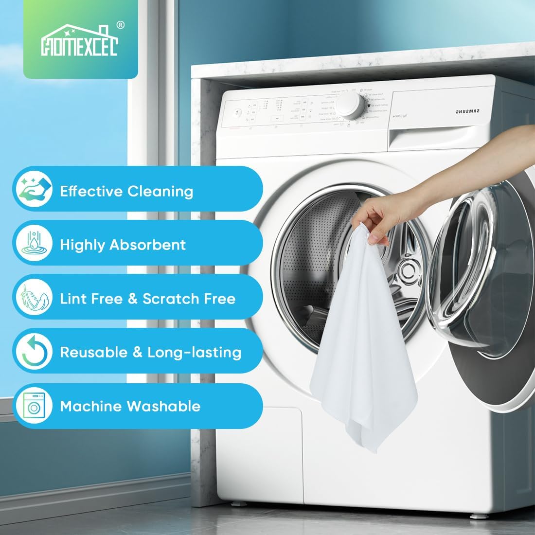 HOMEXCEL Paños de limpieza de microfibra, paquete de 24 toallas de limpieza para cocina, sin pelusas, sin arañazos, altamente absorbentes y