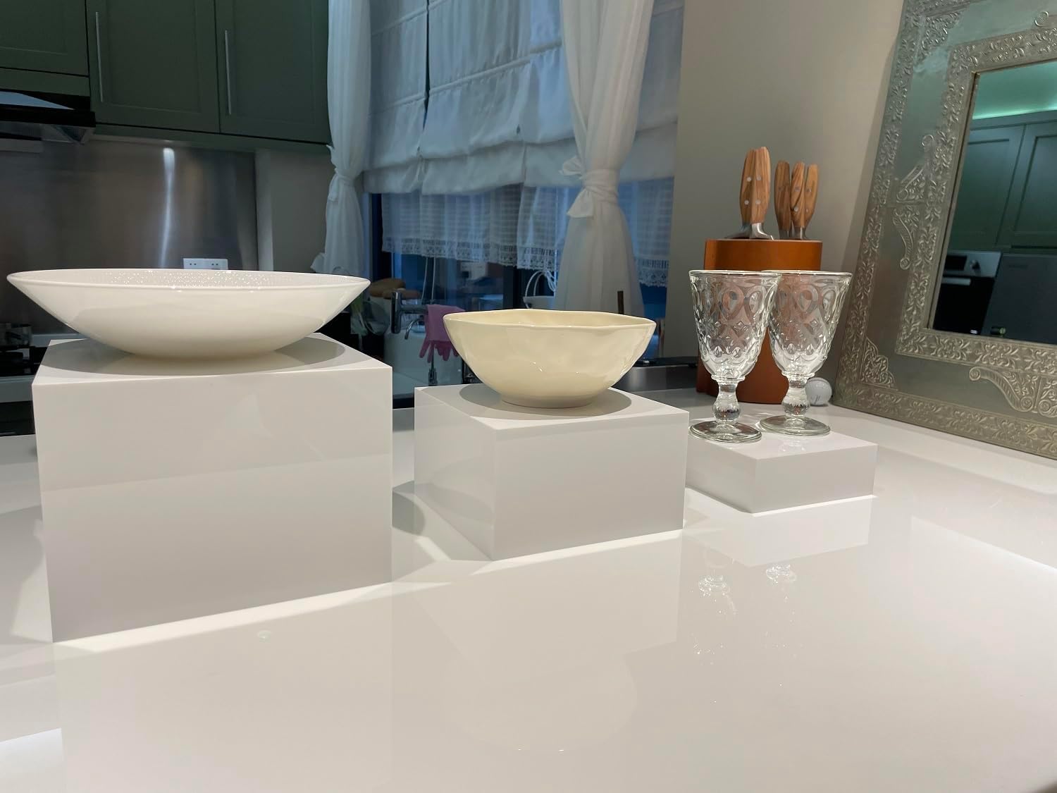 Conjuntos de 3 suministros de catering de acrílico, soporte de exhibición de buffet para alimentos, soportes de exhibición para fiestas, mesa de