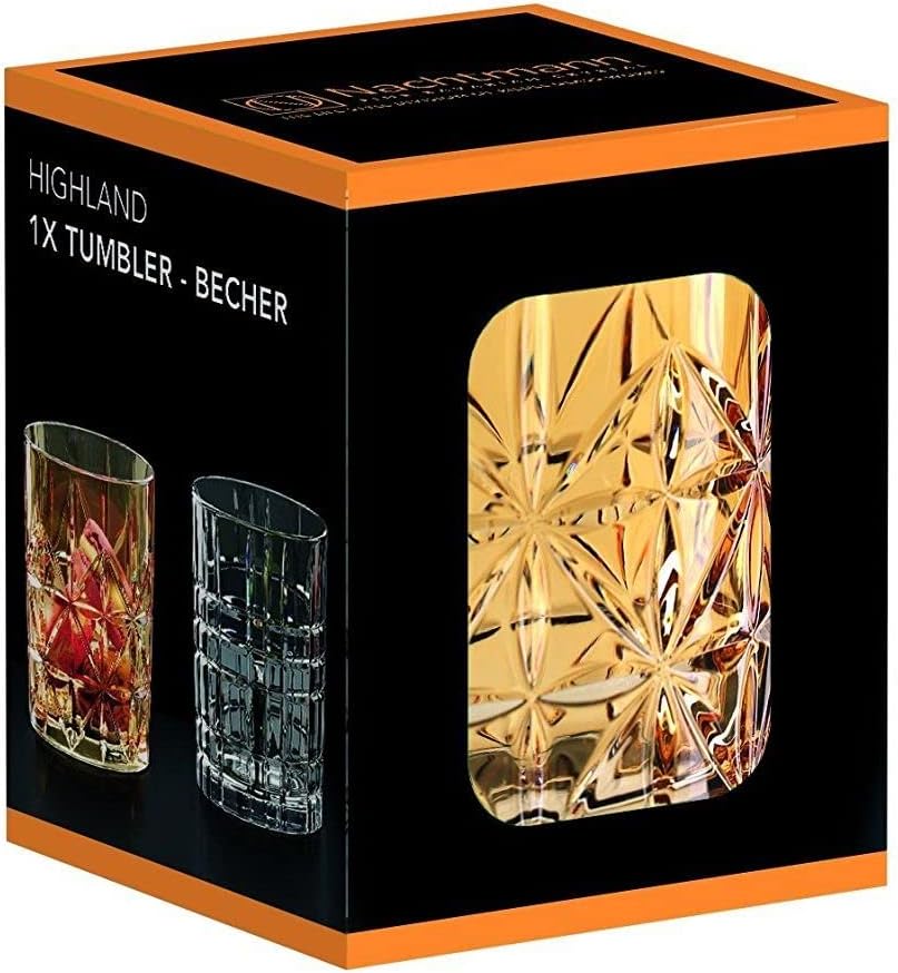 Nachtmann Highland Tumbler, Smoke, Crystal Glass, 4-Inch, Drinking Cup for Fine Whiskies, Scotch, Cognac, and Rum, Rock Glasses, 12-Ounce,