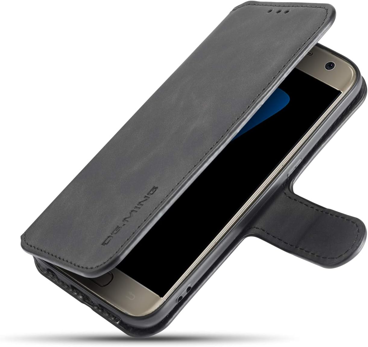 UEEBAI Funda de cuero PU para Samsung Galaxy S7, Vintage Retro Premium Wallet Flip Cover TPU Inner Shell Ranuras para tarjetas Cierre magnético