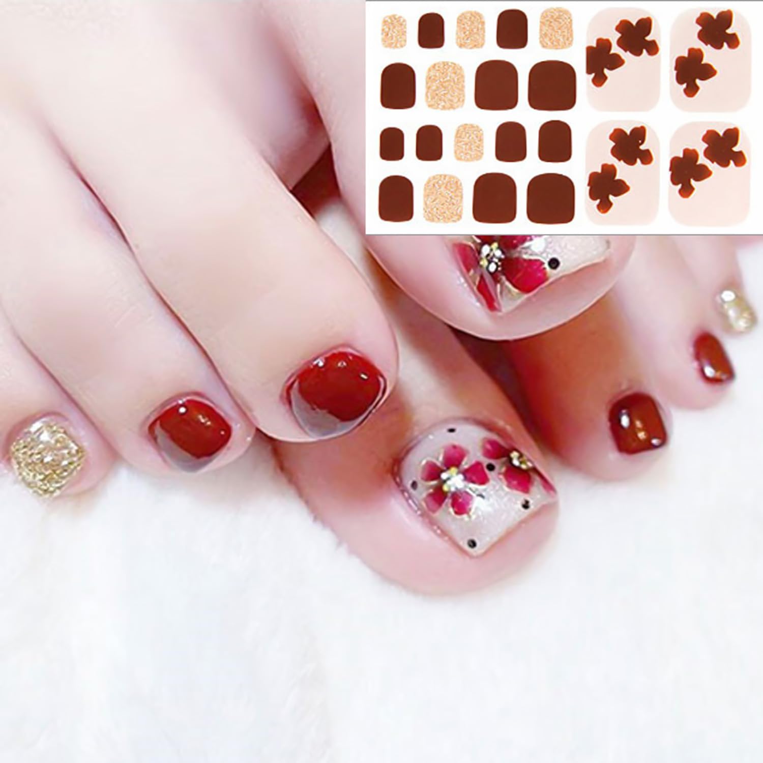20 hojas de 440 calcomanías autoadhesivas de esmalte de uñas para mujeres y niñas, calcomanías de uñas degradadas con purpurina para uñas de gel