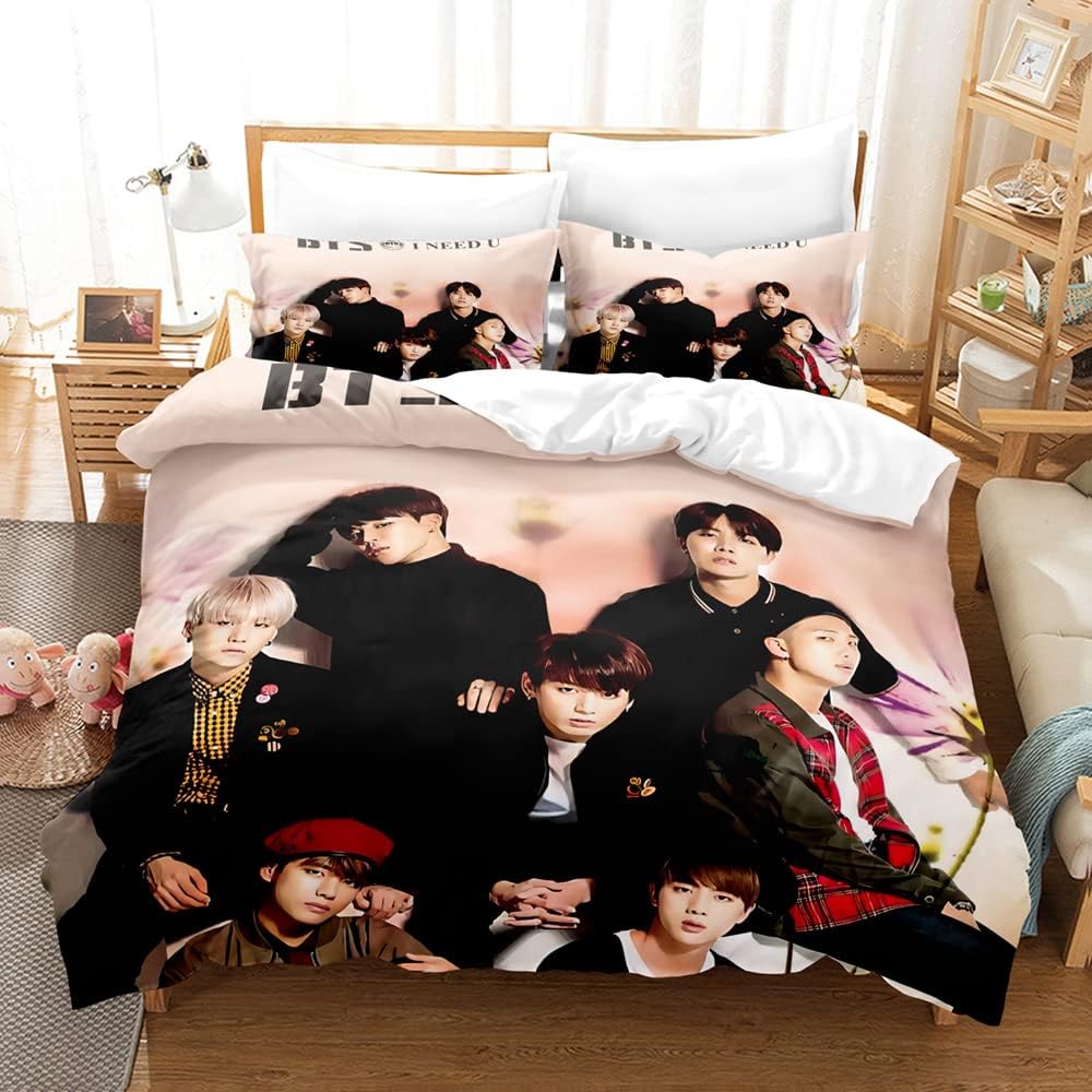 Kpop BTS – Juego de ropa de cama Galaxy Jimin SUGA V Rap J-Hope Jungkook, juego de funda de edredón para adolescentes y niñas, Bangtan, tamaño King,