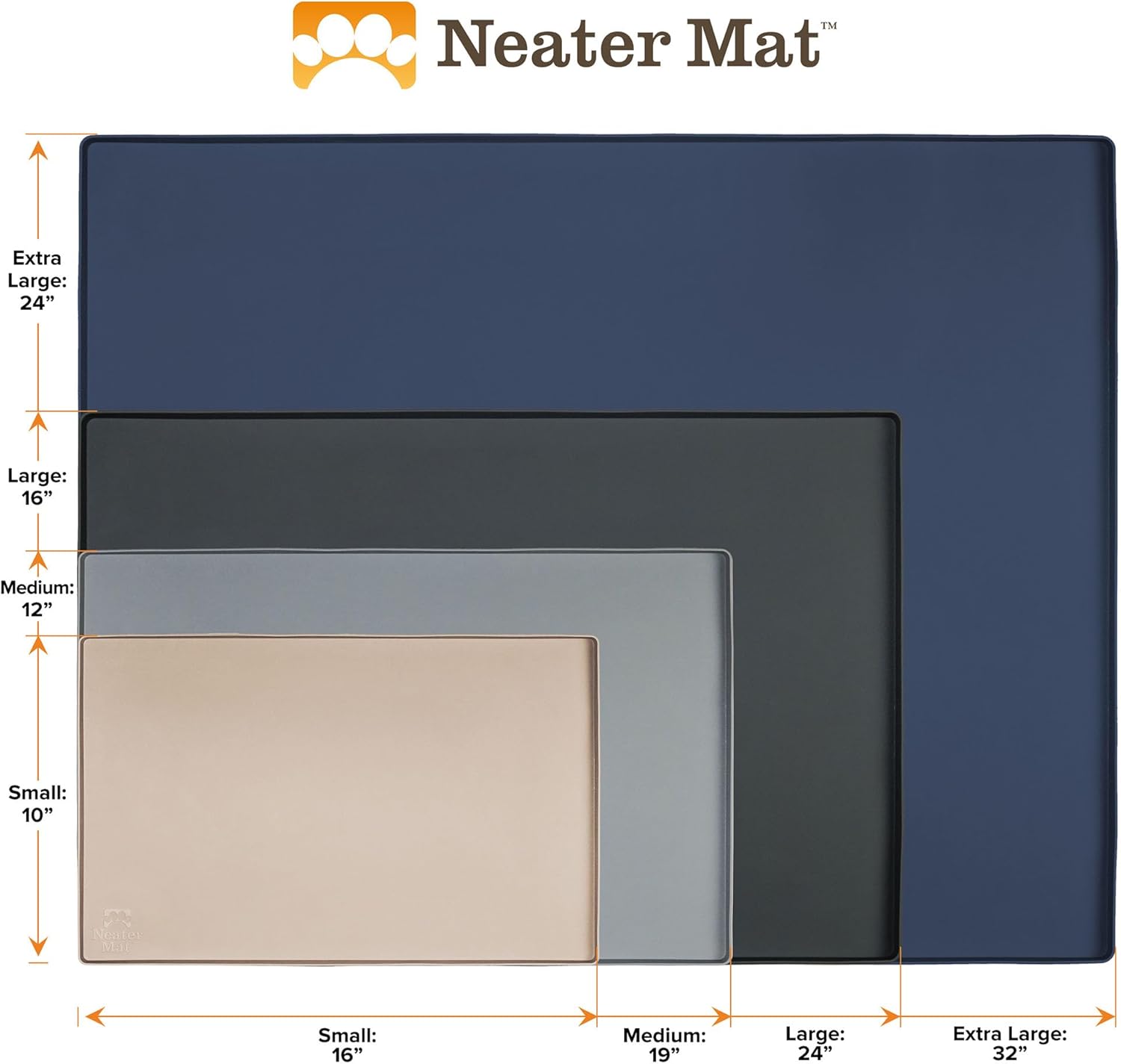 Neater Pet Brands Neater Mat – Tapetes para mascotas para comida y agua, tapete para tazón de gato y perro, de silicona impermeable, bandeja de