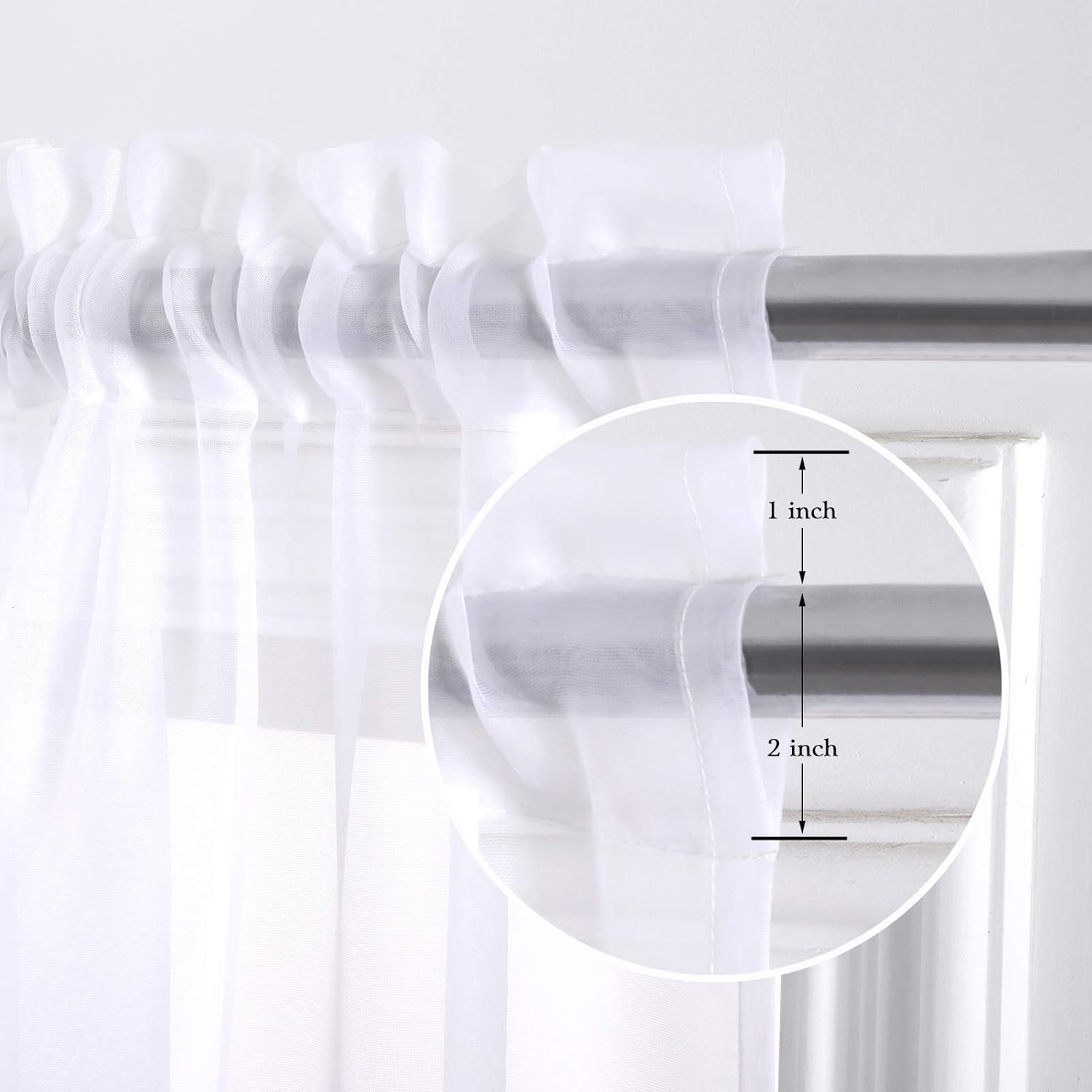 GYROHOME Cortina de gasa transparente con bolsillo para barra, filtro de luz solar, protege la privacidad de poliéster transparente para sala de
