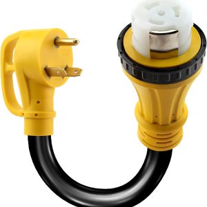 Flameweld Cable adaptador de generador, TT30P macho enchufe a SS2-50R enchufe hembra de bloqueo, 3 clavijas 30 amperios a 50 amperios hasta 7500 W Flameweld Cable adaptador de generador, TT30P macho enchufe a SS2-50R enchufe hembra de bloqueo, 3 clavijas 30 amperios a 50 amperios hasta 7500 W