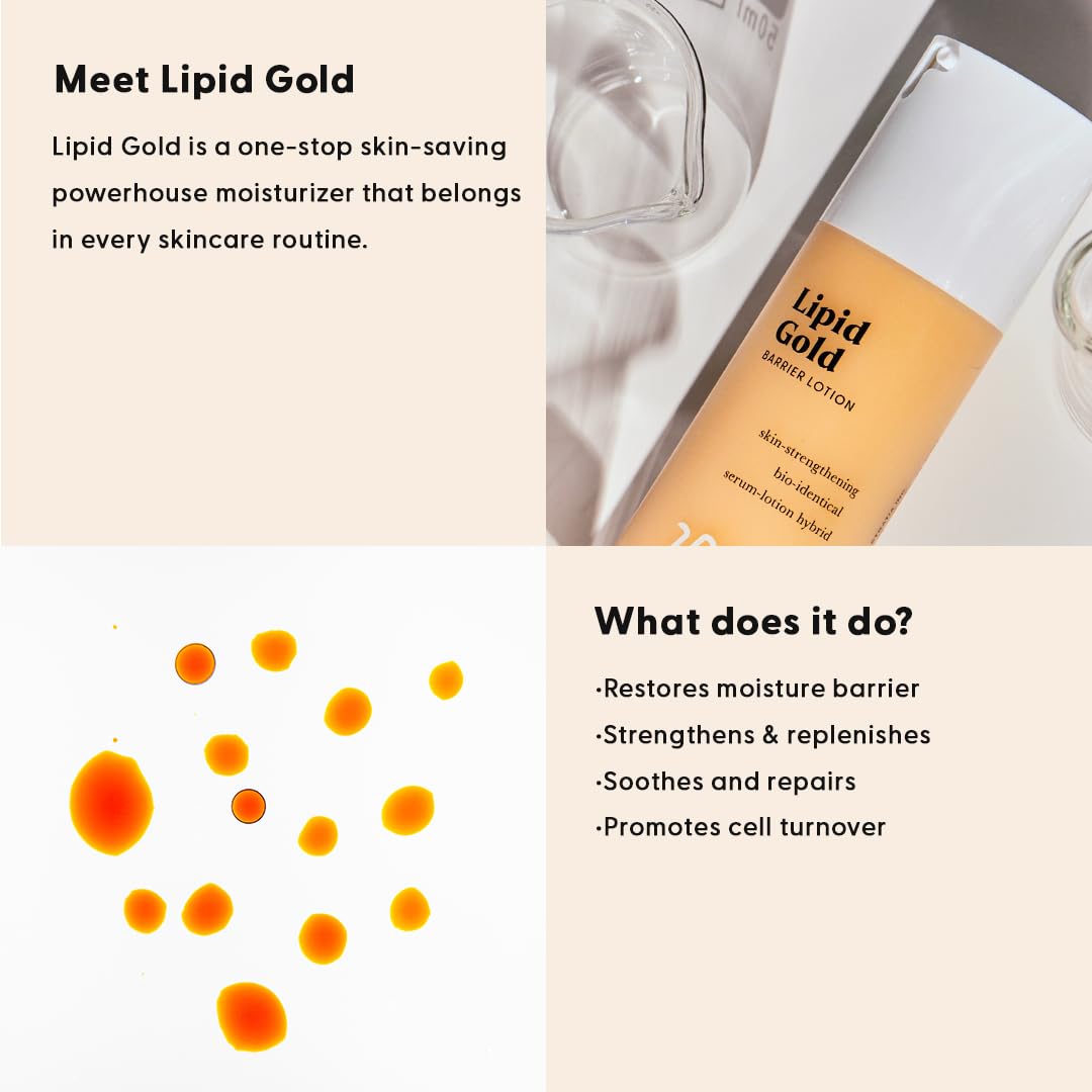 Stratia Lipid Gold Crema hidratante de ceramida fortalecedora de la piel, suero de niacinamida, hidrata y calma la piel, para todo tipo de piel, 1.7