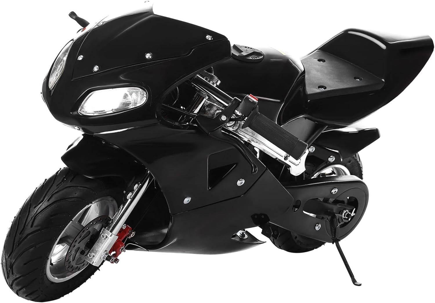 Motocicleta de gas de bolsillo para niños, mini bicicleta de gas de 2 tiempos de 49 cc con doble freno fuerte, manubrio de goma, tanque de gasolina
