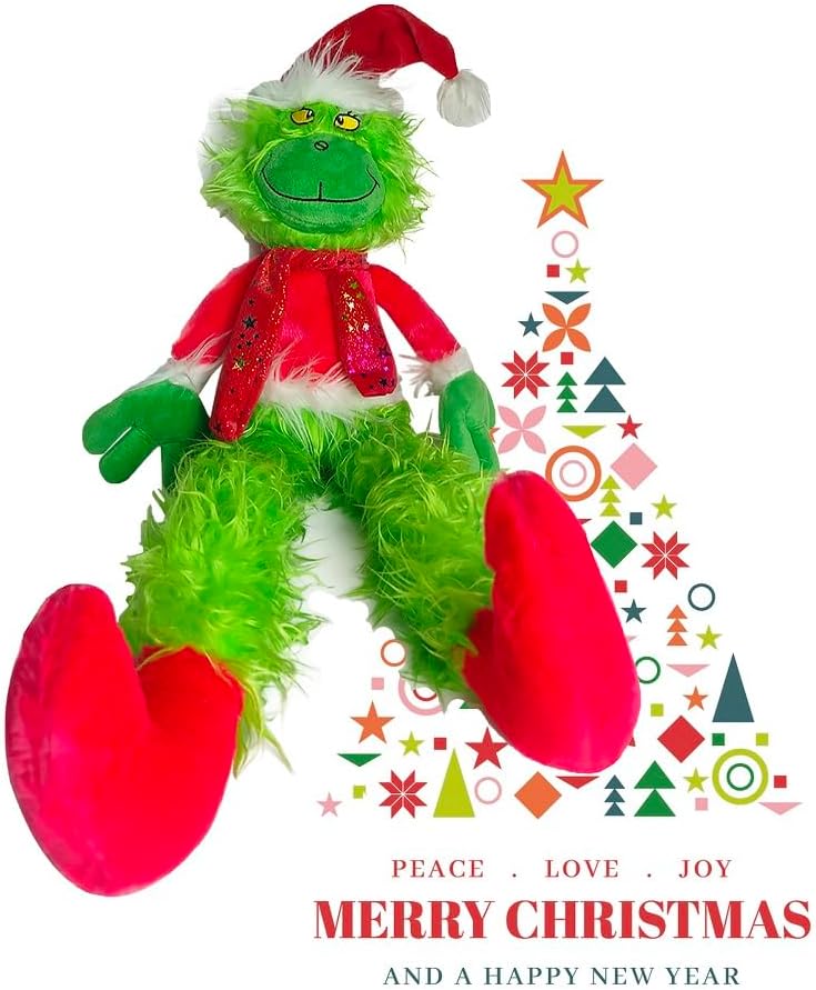 DONGYING Grinchmas (30 pulgadas) Decoración de Navidad Almohada de Navidad Muñeca de monstruo verde Muñeco de peluche adecuado para árbol de Navidad