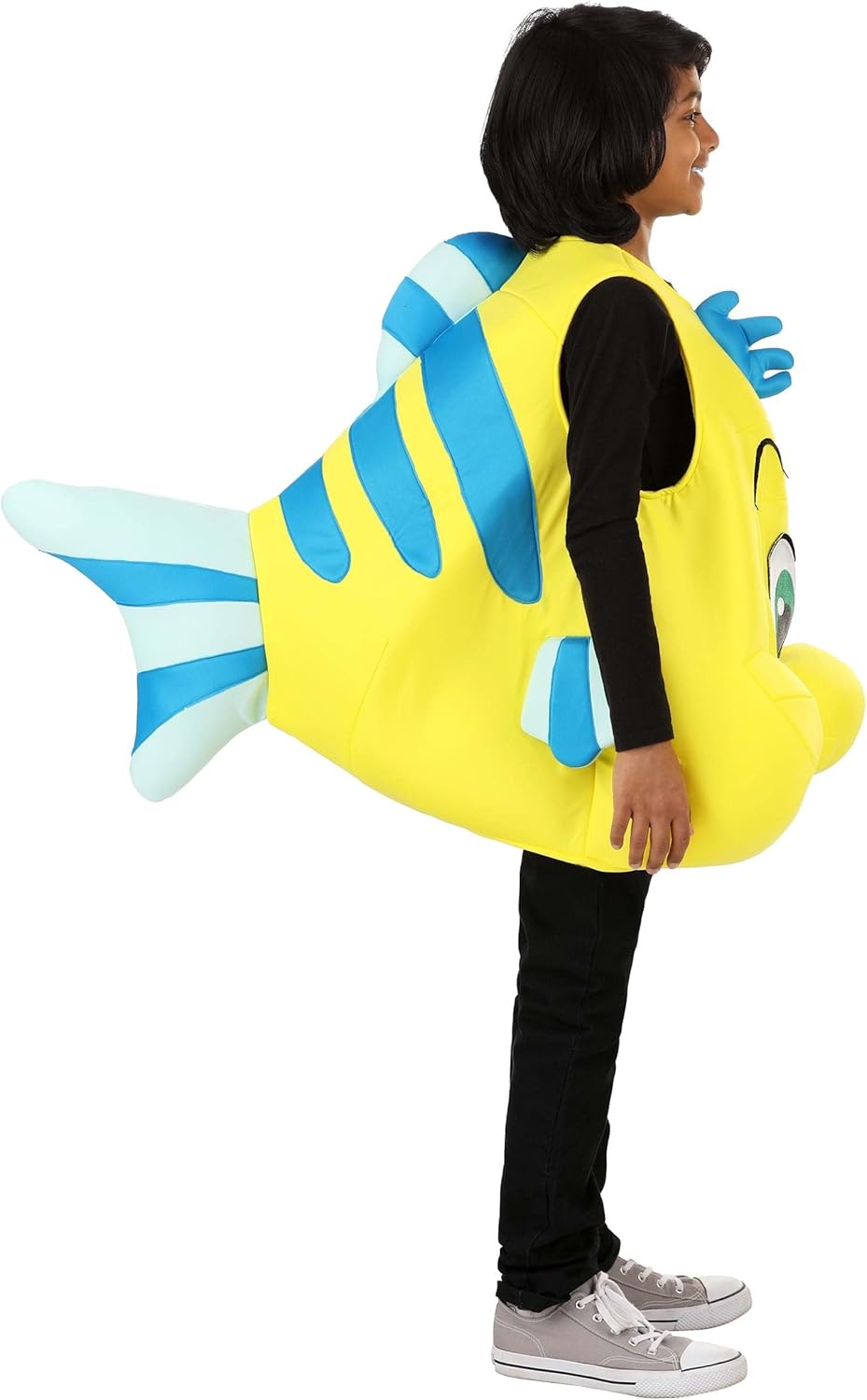 Disney – Disfraz de la Sirenita Flounder para niños, túnica de pez tropical de felpa amarilla