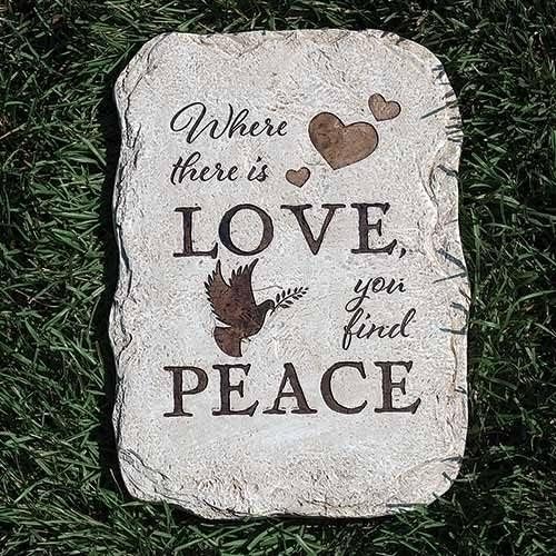Regalo de Roman, colección de jardín, piedra escalonada de 12.5 pulgadas de alto, amor, paz, decoración del hogar, vacaciones, regalo