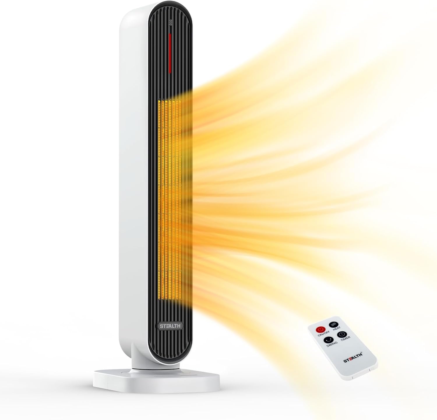 STEALTH Calentador de espacio de 32 pulgadas, calentador eléctrico con ventilador de torre 4 modos, temporizador de 6 horas, seguridad rápida, calor