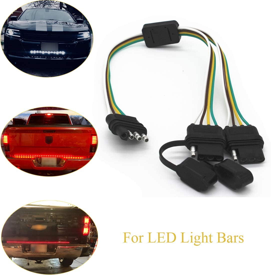 Tata.Meila Enchufe universal de 4 vías para barra de luz de portón trasero y luces de remolque, adaptador Plug & Play, arnés de extensión, enchufe