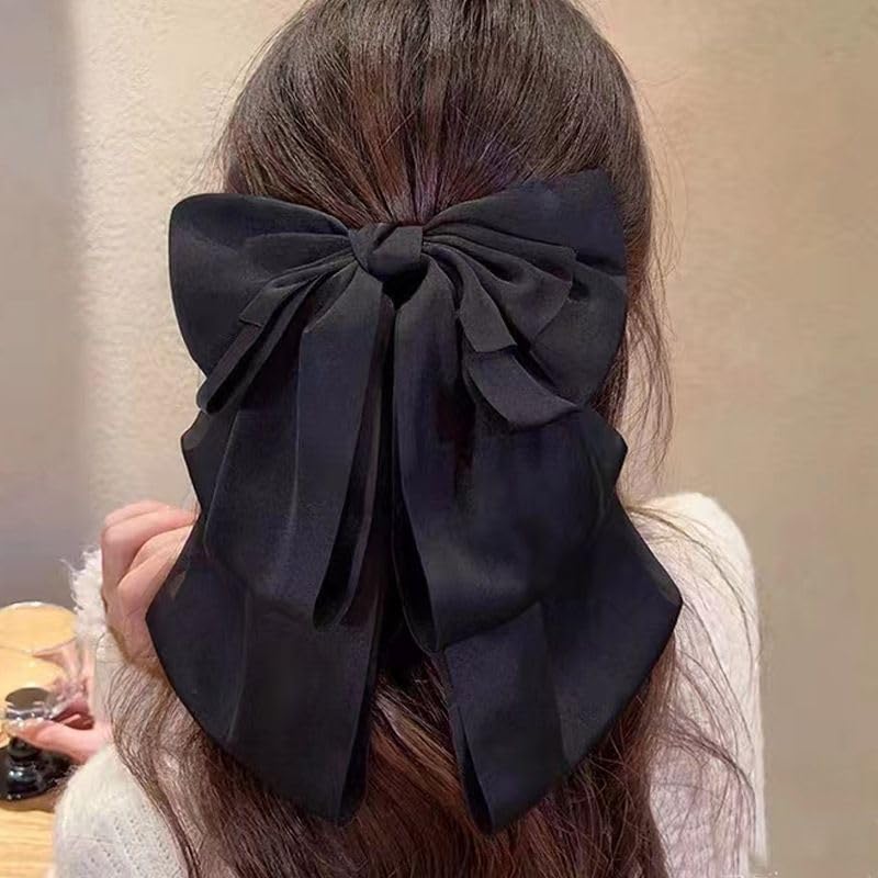 Pinzas para el pelo con lazo para mujer, pinzas para el cabello con lazo, estilo francés con cola larga para mujeres y niñas, accesorios de