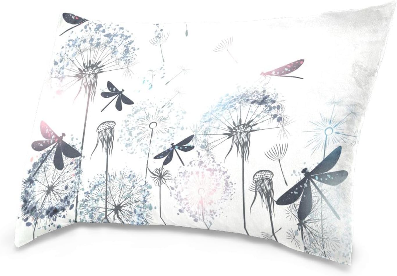 Fundas de almohada suaves y acogedoras con dientes de león y libélulas con cremallera de viaje, fundas de almohada