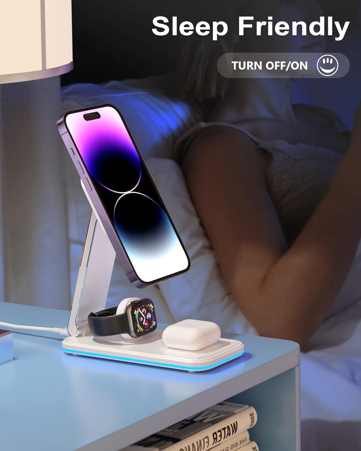 BOCLOUD Estación de carga inalámbrica 3 en 1, soporte de carga portátil, cargador inalámbrico rápido para iPhone 15, 14, 13, 12 Pro MaxProMini,