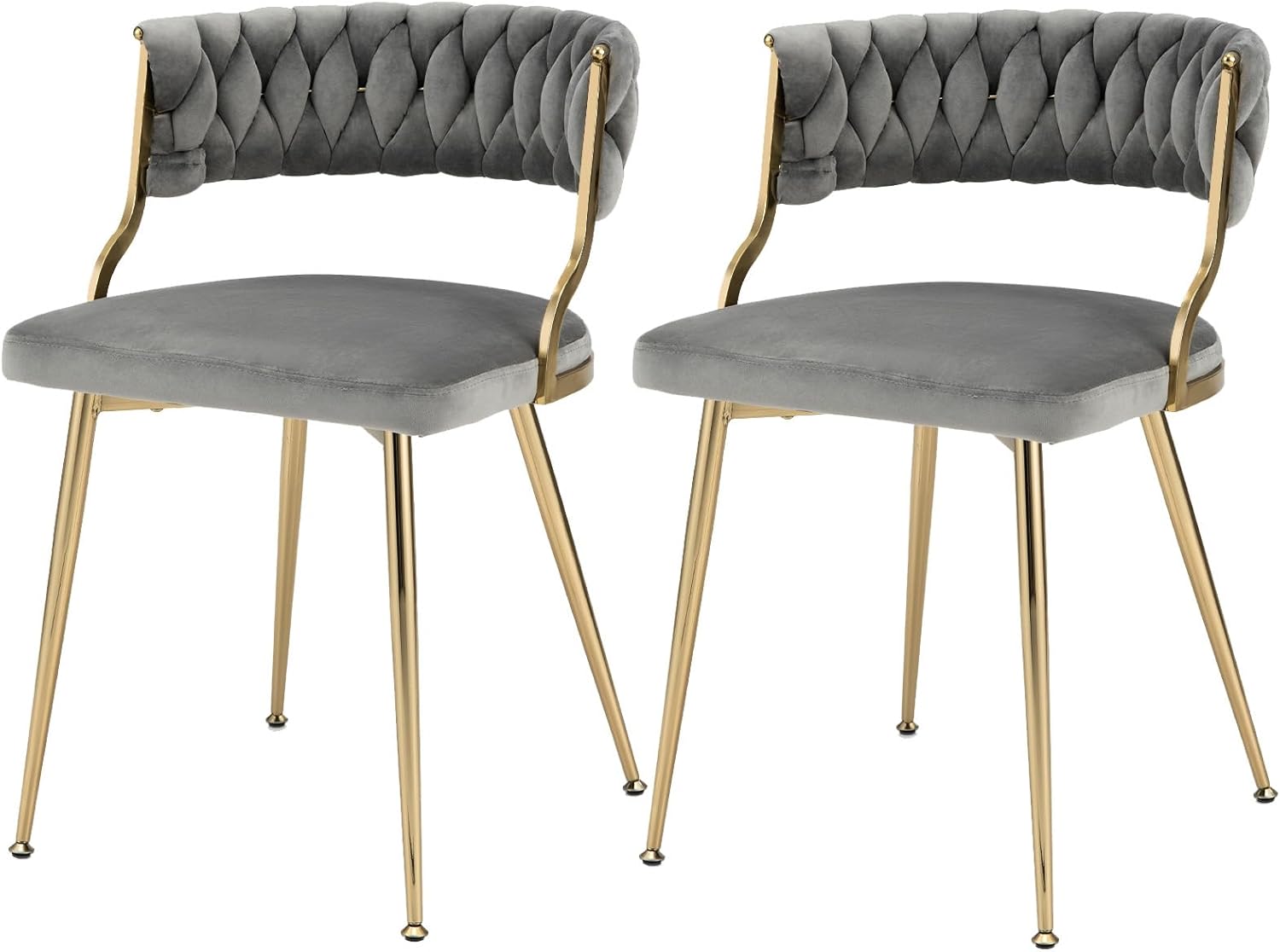 UJOYPAYD Juego de 2 sillas de comedor de terciopelo, sillas tapizadas para sala de estar con patas de metal dorado, sillas de comedor de terciopelo