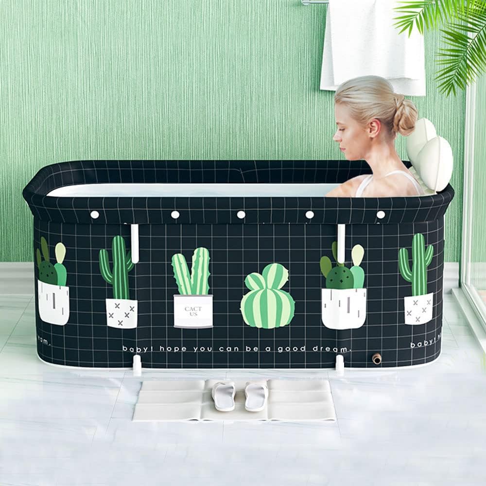 Bañera de hielo plegable para adultos de 47 pulgadas, portátil, de 47 pulgadas, tina de cactus
