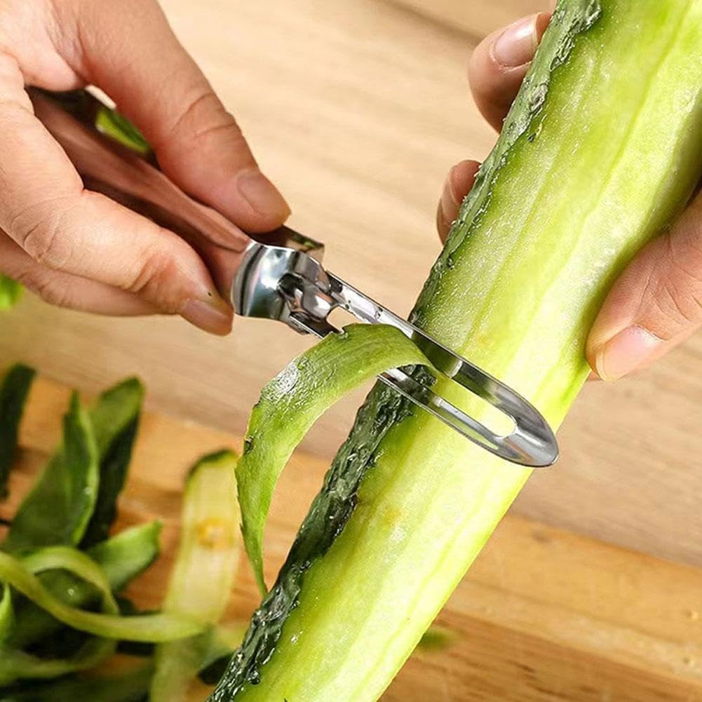 1 cuchillo giratorio de acero inoxidable plateado, multifunción, pelador de manos de zanahoria, papa, zanahoria, cortador de alimentos, frutas,