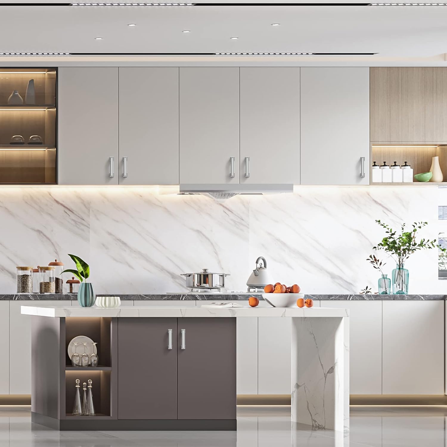 Asidrama Paquete de 30 manijas de gabinete de cocina cromadas pulidas de 3 pulgadas (2.992 in), tiradores de gabinete de cocina, accesorios para