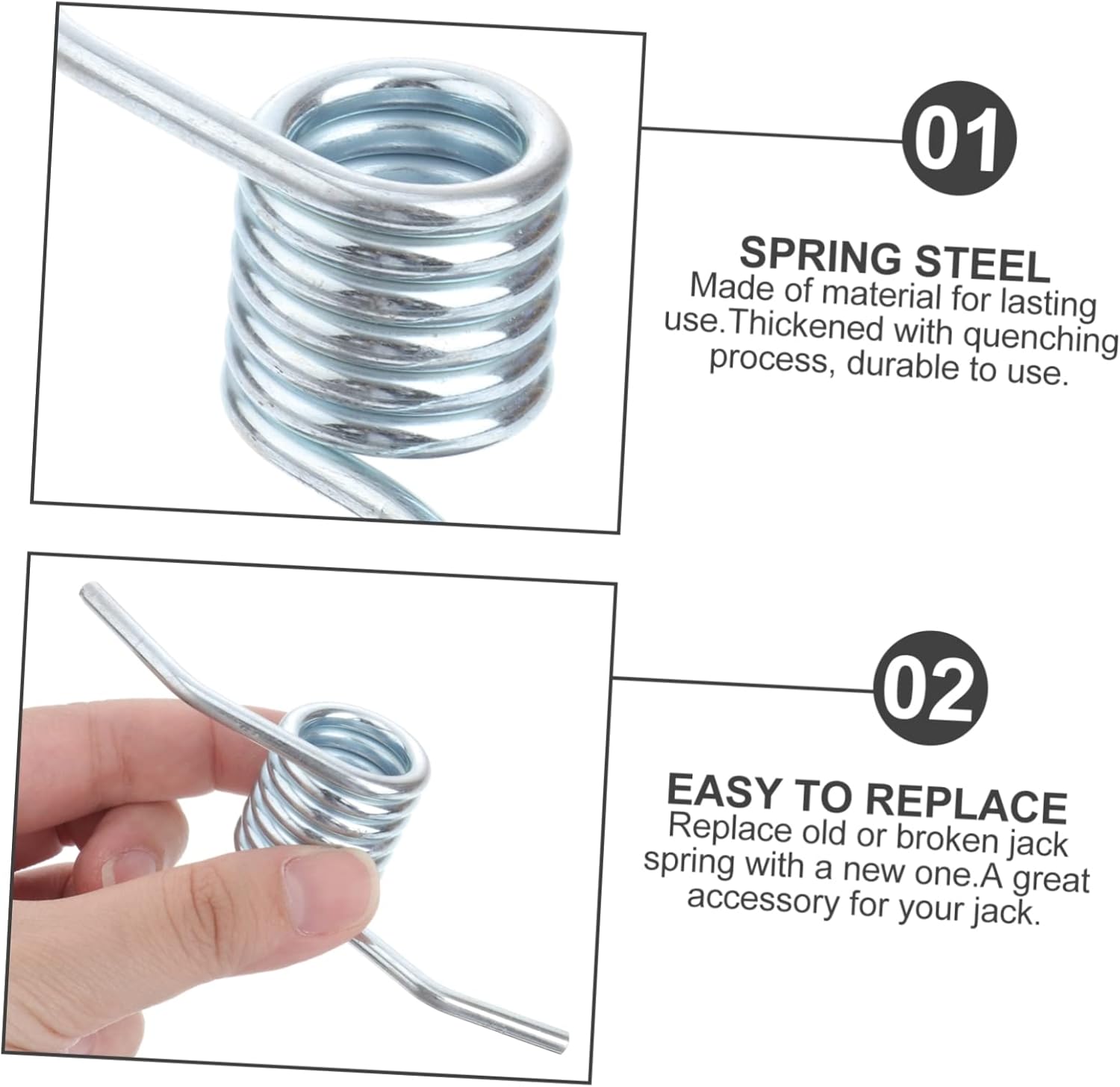 DECHOUS 3 piezas de mango de metal extensión primavera accesorios plata gato accesorio 3 toneladas piso gato torsión mango de retorno primavera