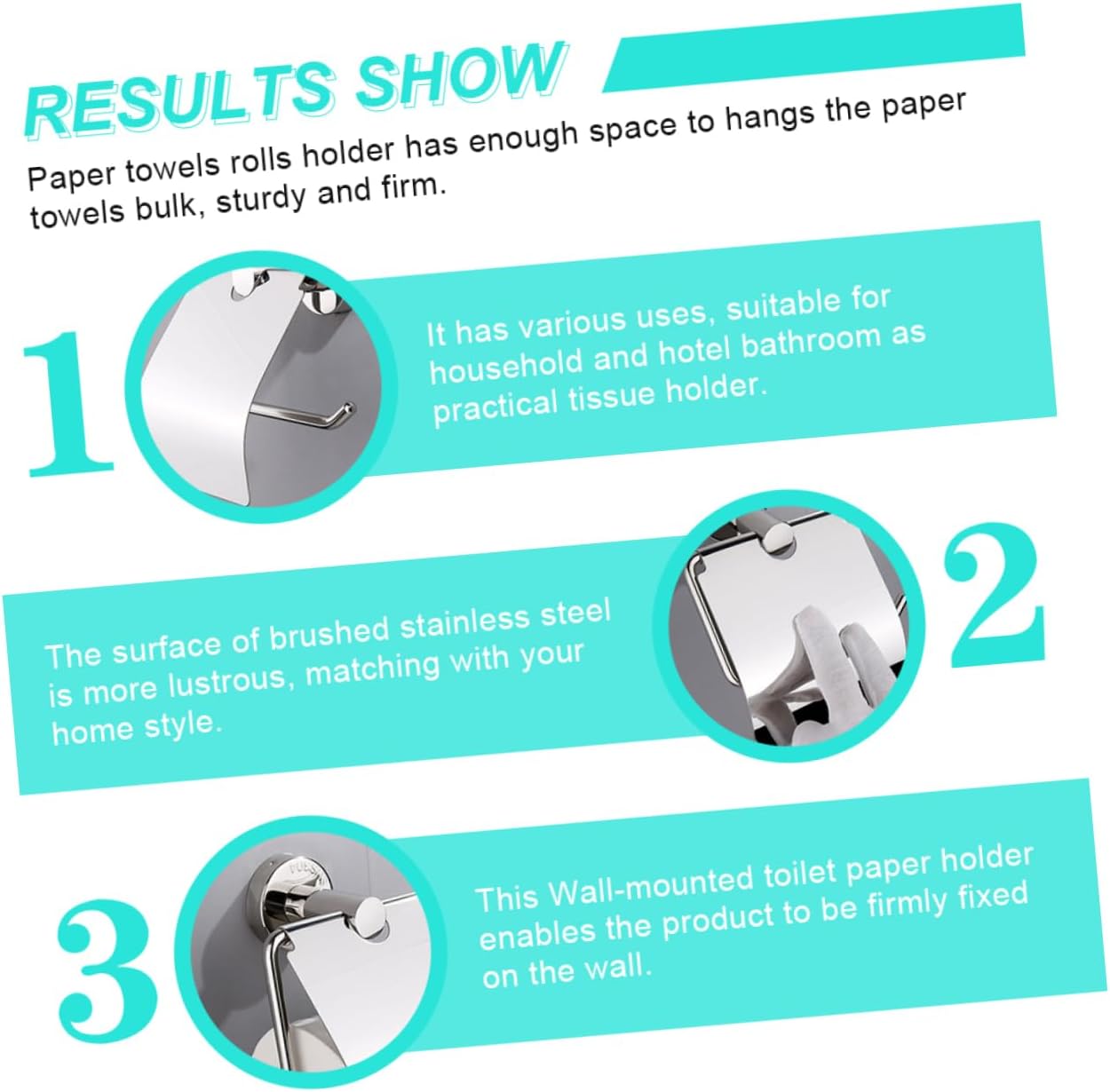DOITOOL Soporte de papel higiénico para montaje en pared, estantes para armarios, soporte para toallas de papel colgante, dispensador de papel de