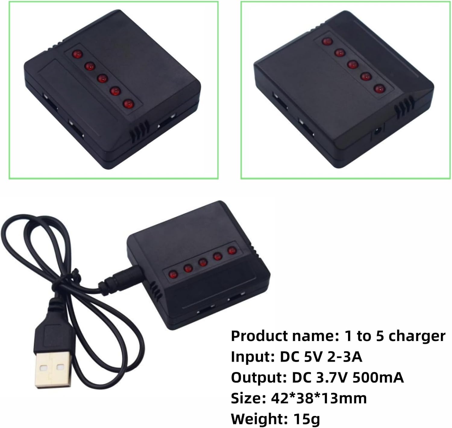 Batería de litio de alta tasa de 5 piezas de 3.7 V 400 mAh con cargador 5 en 1 para Hubsan H107C H107L SYMA Q11 X11C HS170C F180C TOZO Q2020 E016H