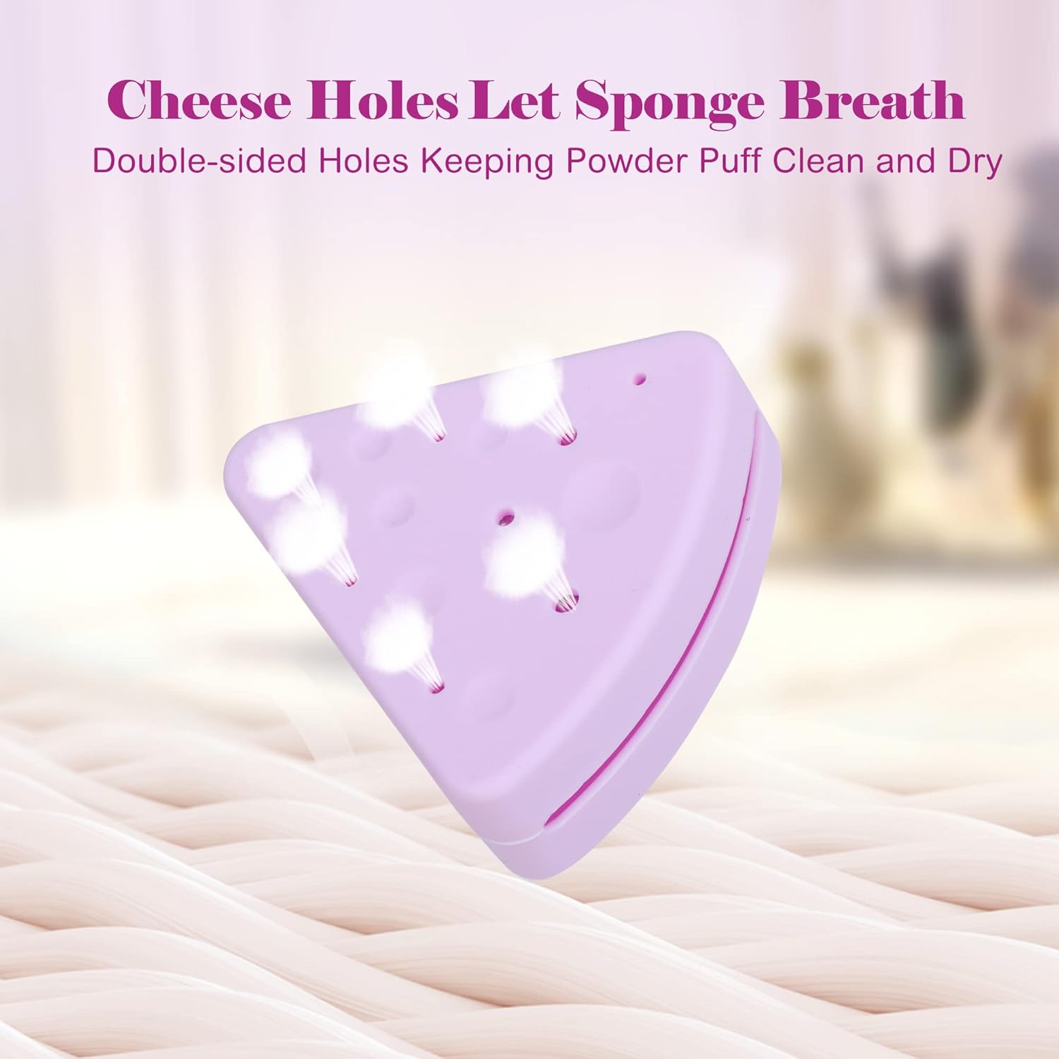 ISKYBOB Juego de 3 fundas para esponja de maquillaje, con forma de queso triangular, soporte para licuadora de belleza de silicona, transpirable,