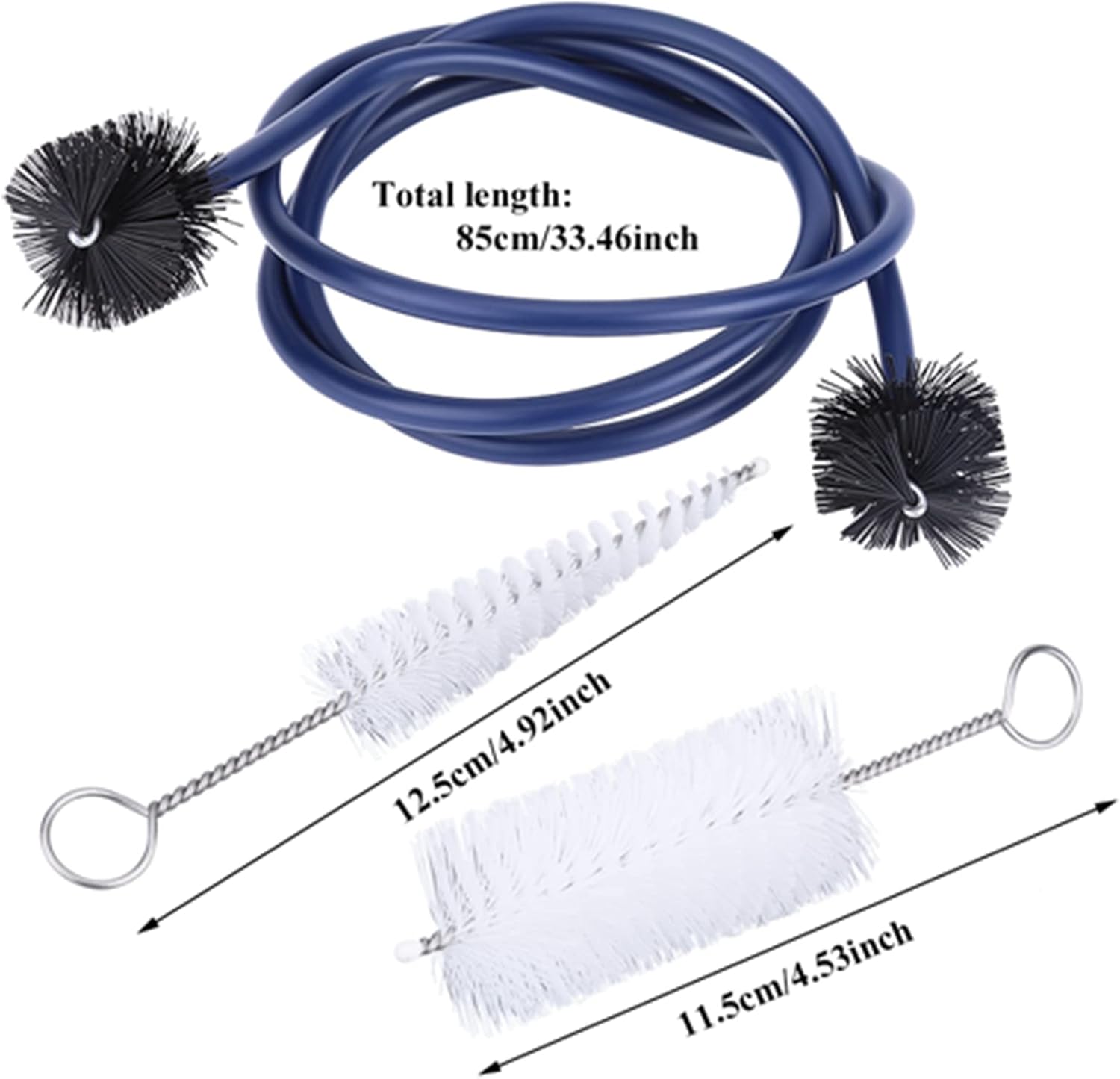 Kit de cuidado de limpieza de trompeta, juego de 3 cepillos de limpieza de trompeta, boquilla de trompeta, cepillo de válvula y cepillo flexible,