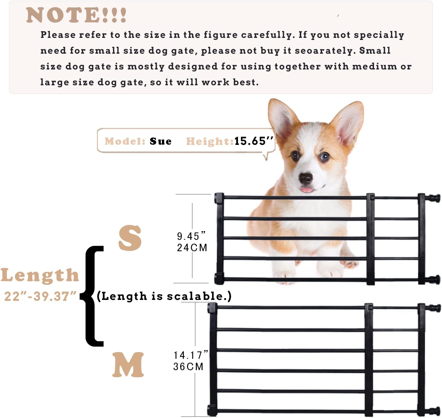Puerta corta para perro expandible de 22 a 39.37 pulgadas para pisar, puerta pequeña para mascotas de montaje a presión, puerta baja para mascotas