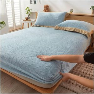 TEVTEV Sábana bajera de franela sólida de felpa para cama individualindividual pequeña, doble, KingQueen, de terciopelo con bolsillo profundo de TEVTEV Sábana bajera de franela sólida de felpa para cama individualindividual pequeña, doble, KingQueen, de terciopelo con bolsillo profundo de