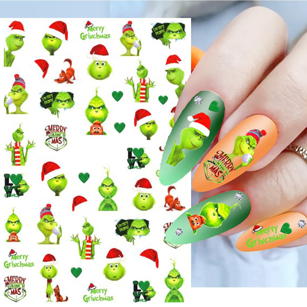 Calcomanías de arte de uñas de Navidad, diseño autoadhesivo 3D, suministros de calcomanías de uñas de Navidad, árbol de Navidad, copos de nieve,