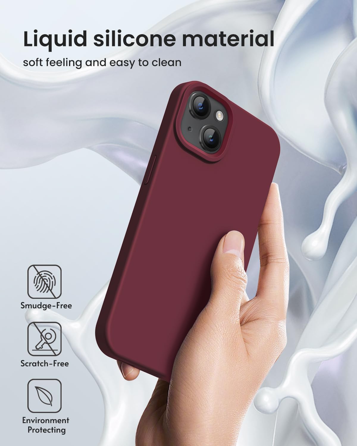 Funda diseñada para iPhone 15, funda de silicona protección contra caídas de grado militar forro de microfibra antiarañazos funda de silicona ultra