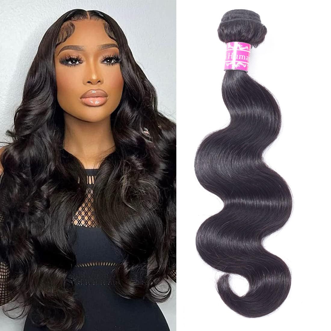 1 manojos de cabello humano ondulado de 12 pulgadas, 10A brasileño 100% sin procesar, extensiones de cabello virgen de doble trama, color negro