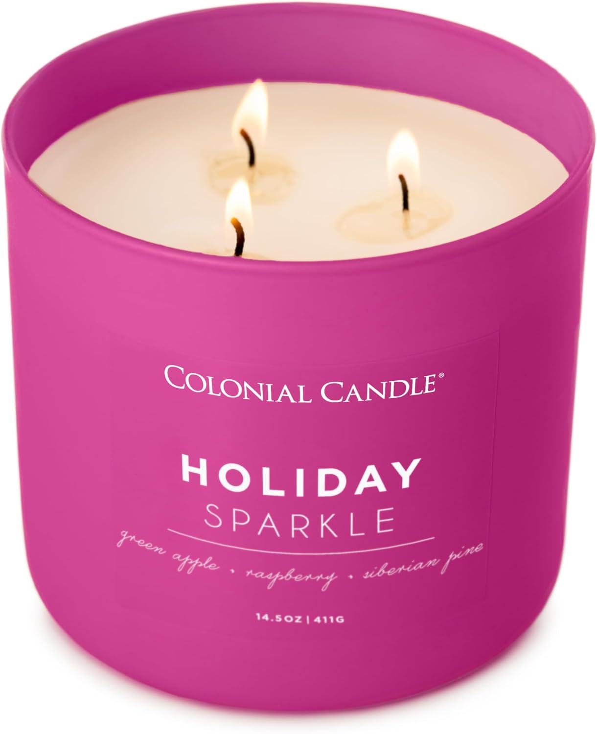 Colonial Candle Holiday Sparkle – Vela perfumada en frasco, colección Pop of Color, 3 mechas, morado, 14.5 onzas, hasta 60 horas de combustión