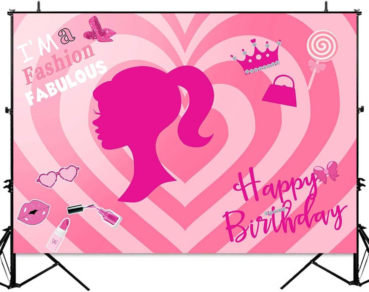 Sensfun Telón de fondo rosa con texto en inglés Happy Birthday para niña, decoración de fiesta de cumpleaños de princesa, fondo de fotografía, color
