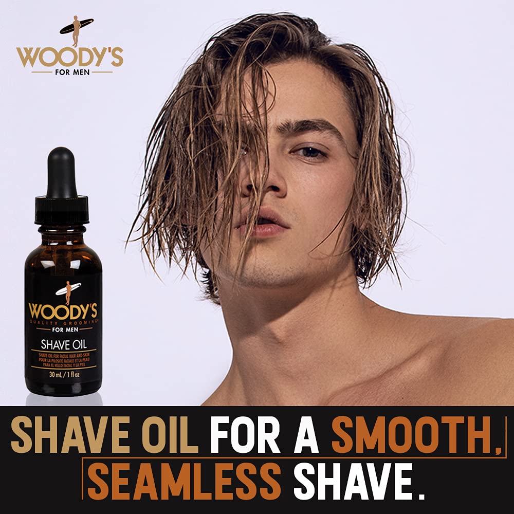 Woody’s Aceite de afeitado, pre-afeitado, aceite base para hombre, paquete de 1