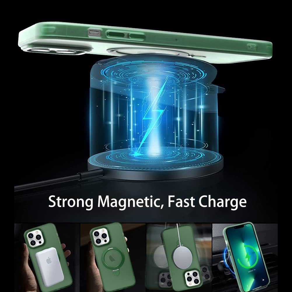 ZIYE Funda para iPhone 13 Pro Max con soporte magnético invisible compatible con soporte magnético MagSafe, correa de agarre protección militar