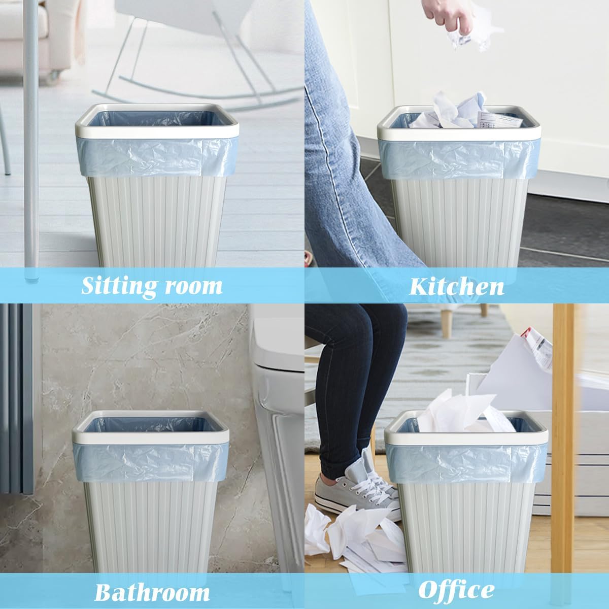 Teivio 1.2 Gallon(Fit 1-1.2 Gal)80 Counts Strong Trash Bags Garbage Bags, Bathroom Trash Can Bin Liners, Small Plastic Bags for home office kitchen,