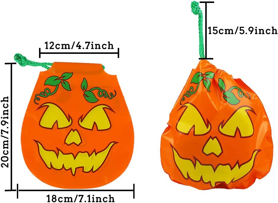 CCINEE 24 bolsas de golosinas con cordón de Halloween, 12 estilos, bolsas de golosinas de Halloween para niños, suministros de fiesta de Halloween