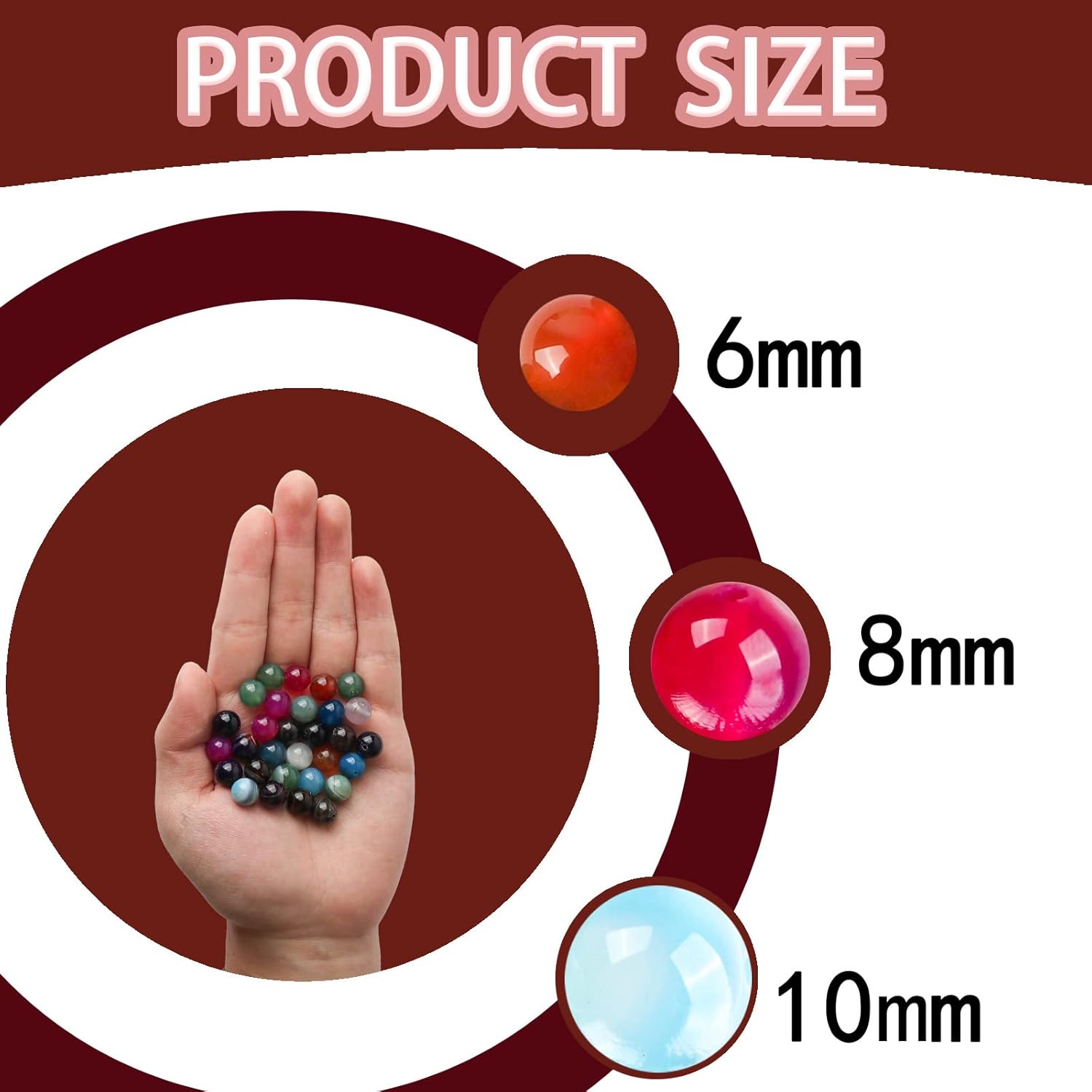 100 cuentas de ágata a rayas coloridas naturales de 0.236 pulgadas para la fabricación de joyas, cuentas espaciadoras redondas, cuentas redondas de